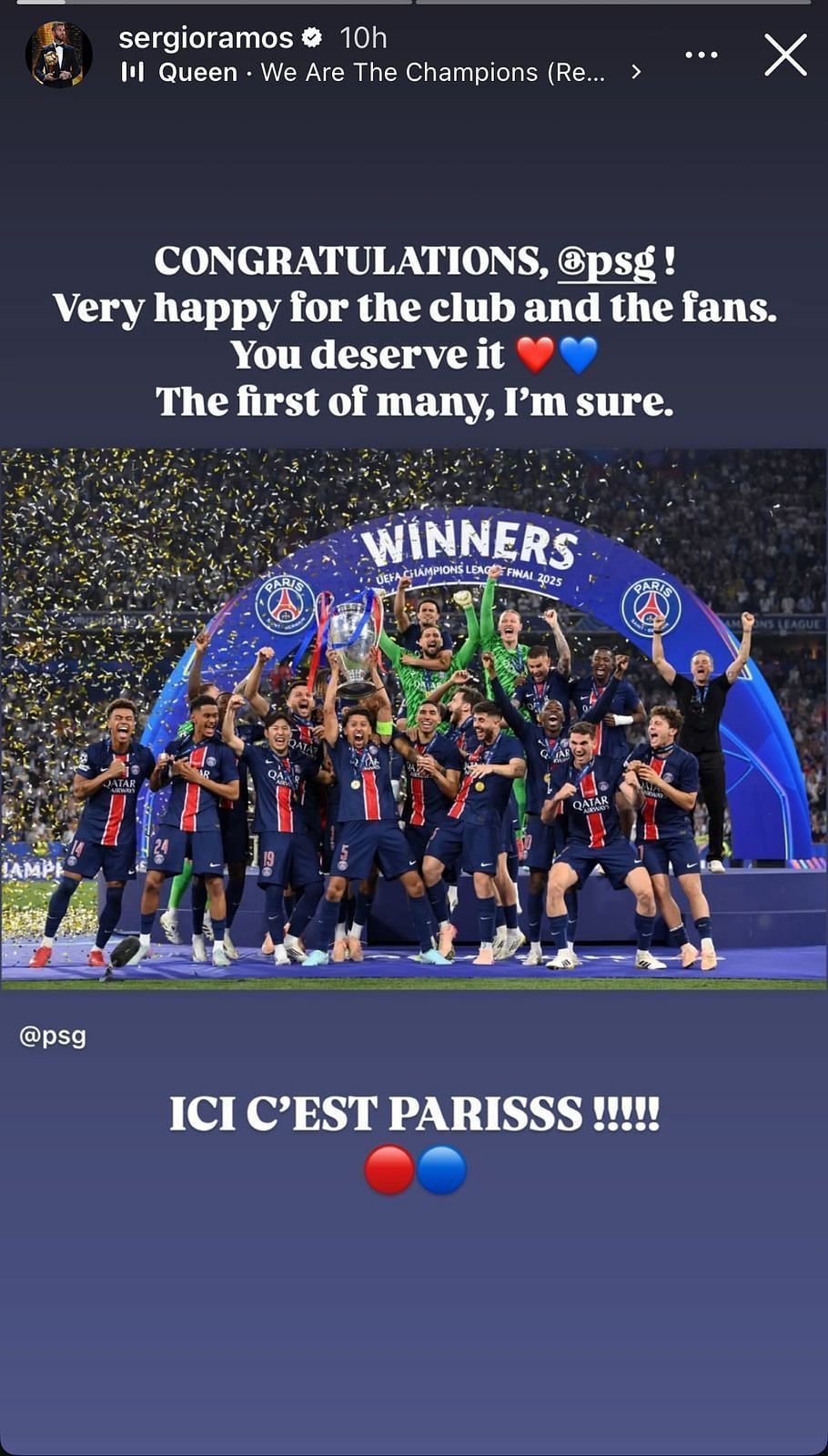 Sergio Ramos Instagram Story